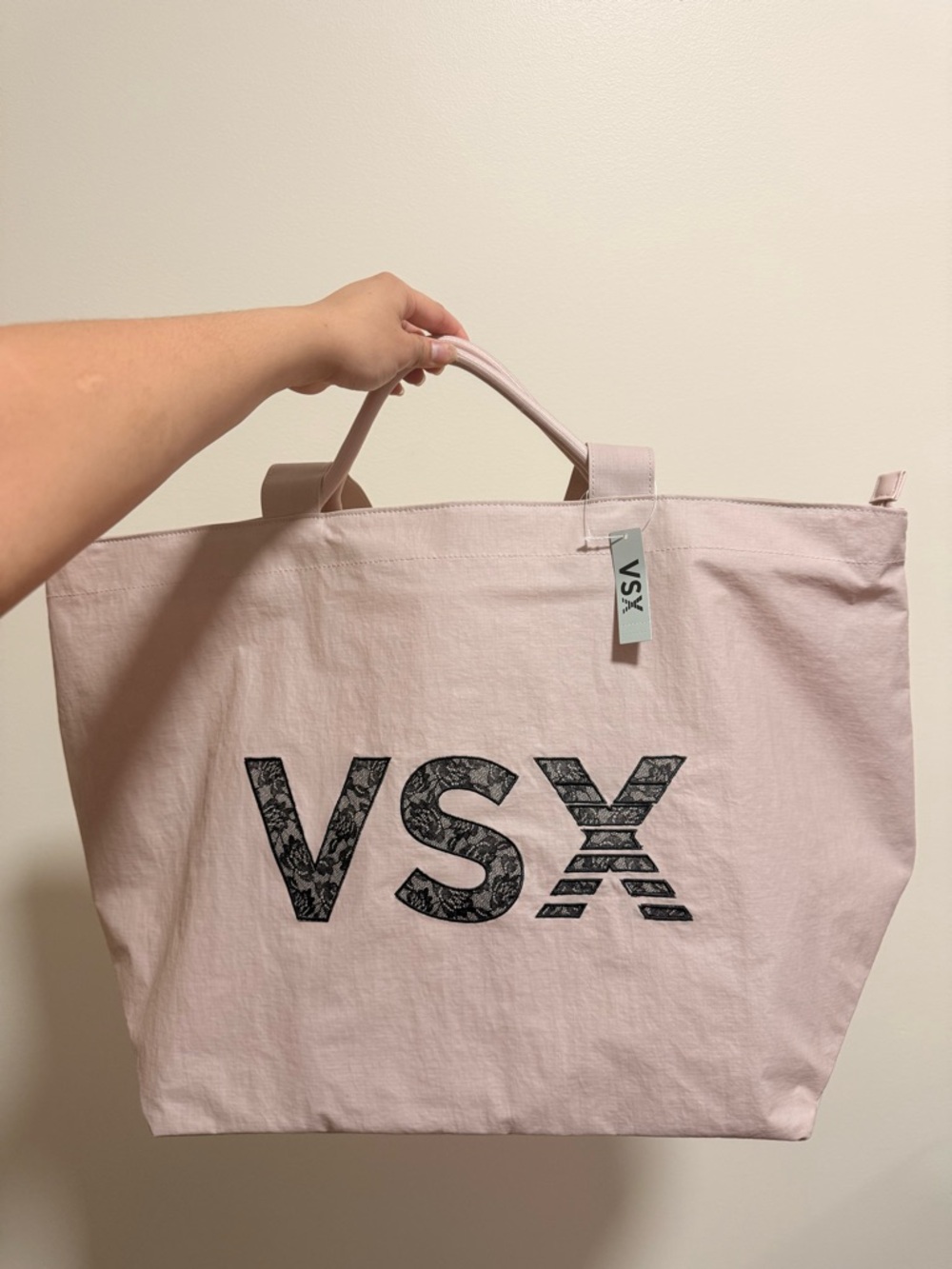 Victoria Secrer  Light Pink Canvas Tote with Black Logo